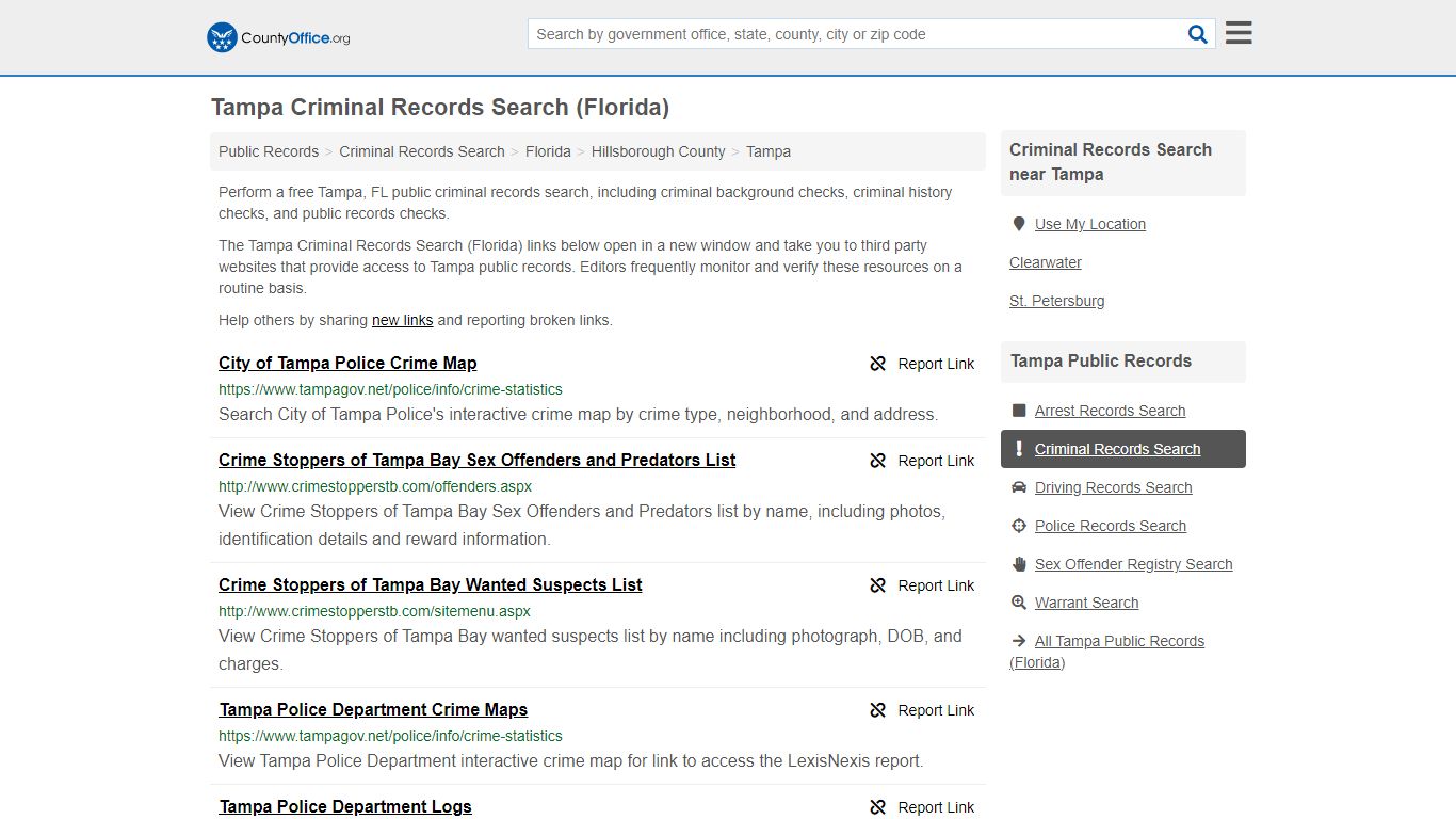 Criminal Records Search - Tampa, FL (Arrests, Jails & Most ...