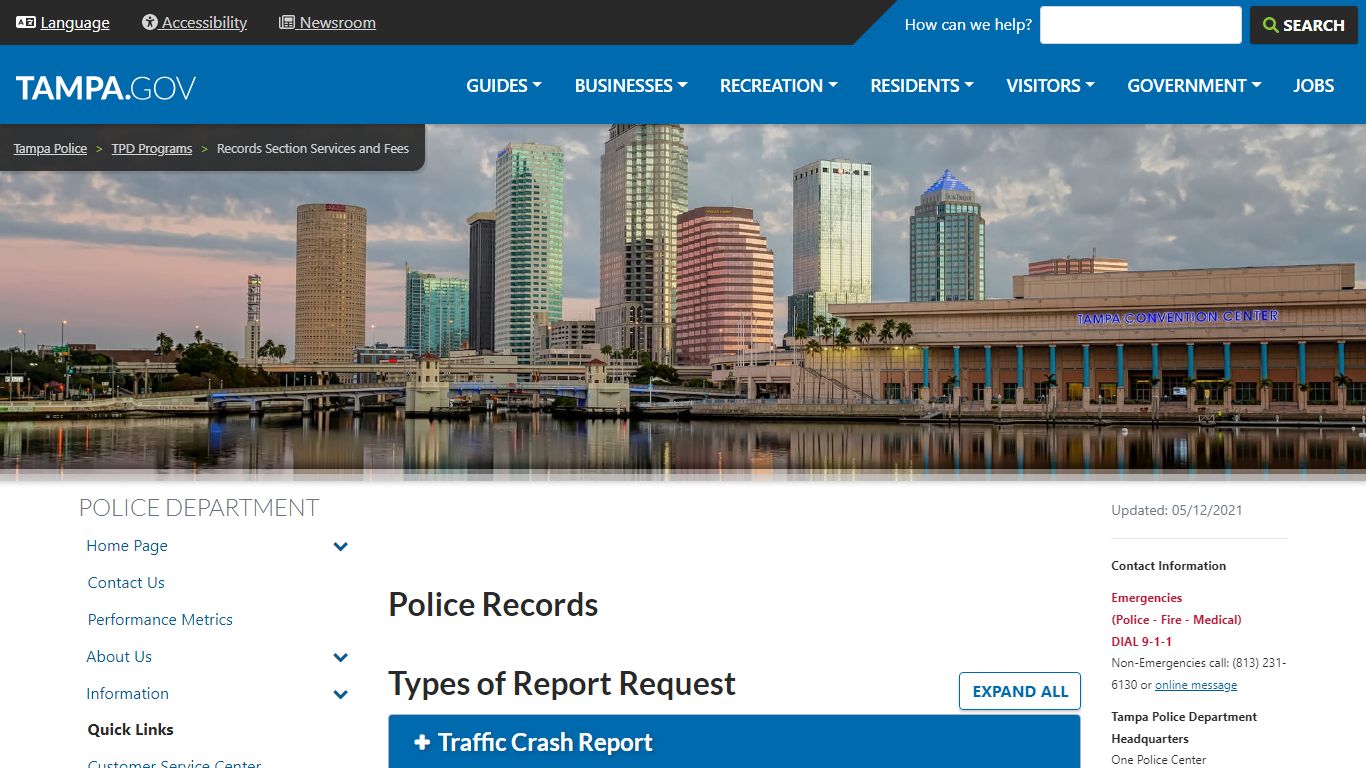 Records Section Services and Fees | City of Tampa